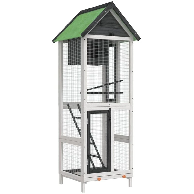 Image of vidaXL Bird House Grey 60x58.5x160cm Solid Wood Pine, Grey 172256