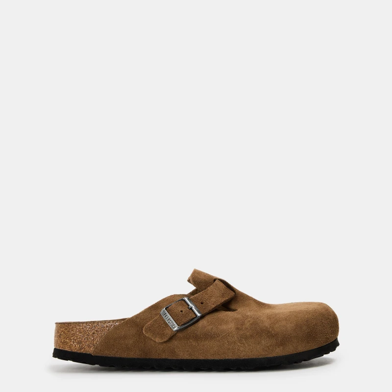Image of Birkenstock Womens Boston Suede Mules Dark Tea female 7.5 (41)