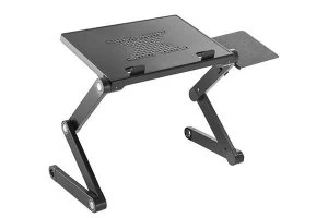 image of ProperAV Sit or Stand Up Laptop Desk with Mouse Pad Side Mount - Black