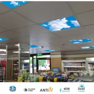 LED 3D Sky Cloud Panel 40w Recessed Ceiling Skylight 600 x 600mm Daylight [Pack of 6 Panels]