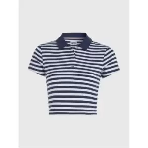 image of Tommy Jeans Essential Stripe Polo Top - Blue