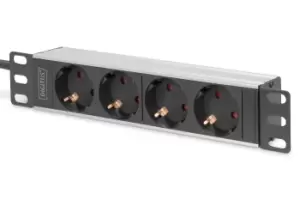 image of Digitus 10Socket Strip with Aluminum Profile, 4-way safety sockets