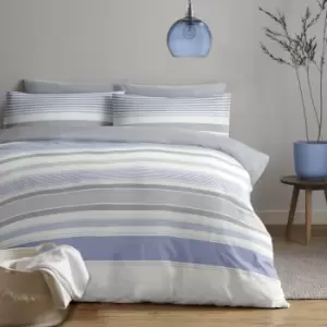 Image of Chambray Strip Duvet Set - King - TJ Hughes