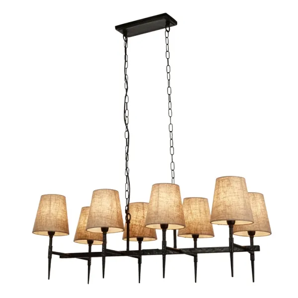 Image of Searchlight Gothic 8 Light Bar Ceiling Pendant Light - Black