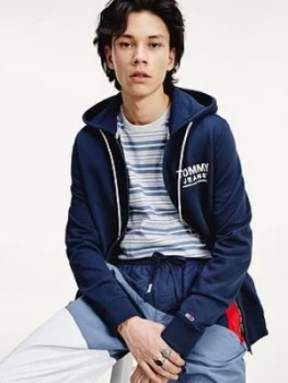 image of Tommy Jeans Essential Graphic Zip Through Hoodie - Navy