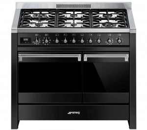 image of SMEG Opera A2BL-81 100cm Dual Fuel Range Cooker - Black & Stainless Steel