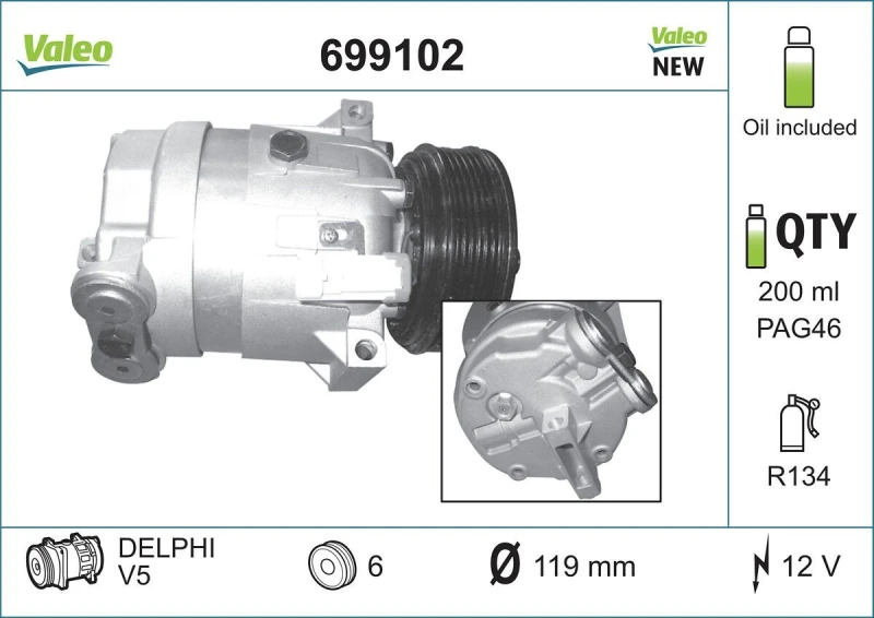 Image of Air conditioning compressor VALEO 699102