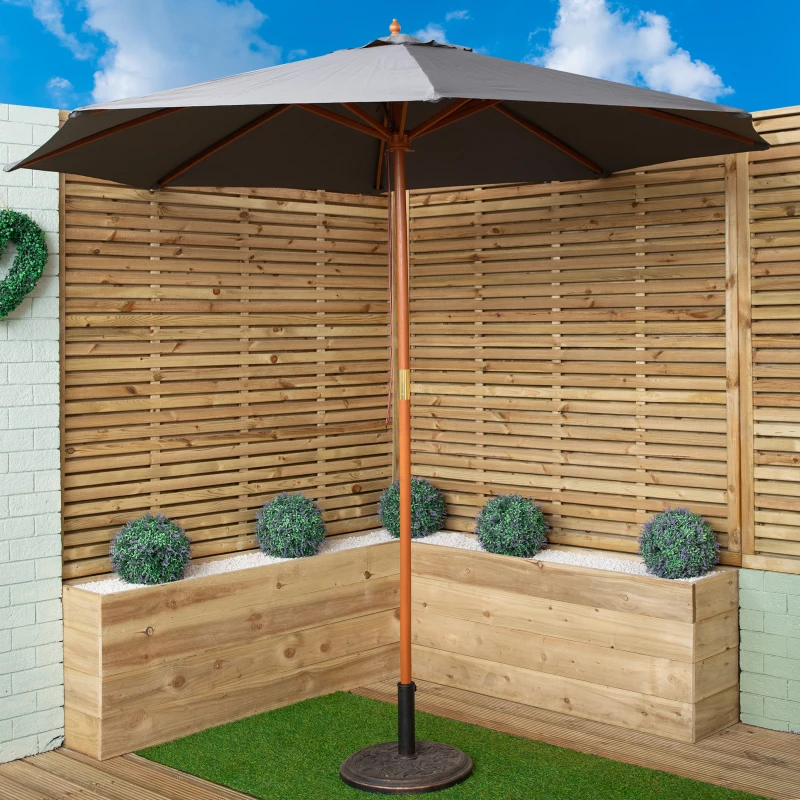 Image of Samuel Alexander 2.7m Outdoor Wooden Garden Parasol Sun Shade with Carry Bag in Grey