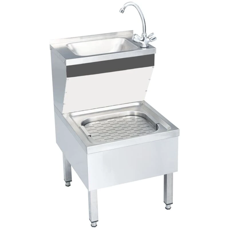 Image of VIDAXL Vidaxl - Commercial Hand Wash Sink with Faucet Freestanding Stainless Steel 51116