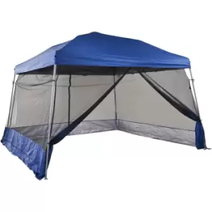 Image of Outsunny - 3.6x3.6x2.6m Folding Pop-up Garden Gazebo W/Mosquito Netting Blue