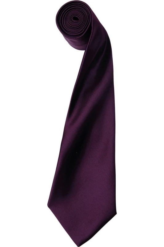 Image of Premier Premier Colours Satin Tie in Aubergine Aubergine One Size Unisex 5063470722983