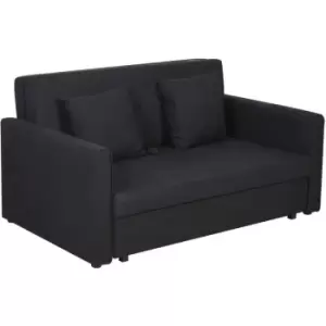 Image of Homcom - 2-Seater Storage Sofa Convertible Bed Wood Frame Padding Compact Black