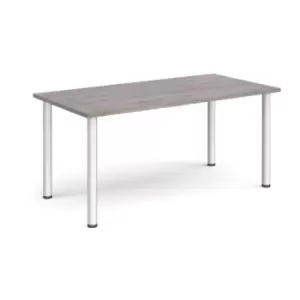 image of Rectangular silver radial leg meeting table 1600mm x 800mm - grey oak