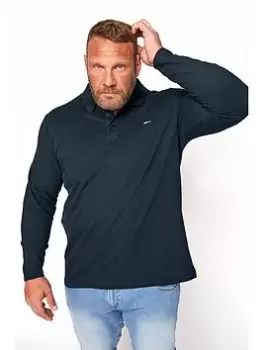 Image of BadRhino Essential Plain Long Sleeve Polo Shirt - Navy, Size 1Xl, Men