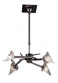 image of Telescopic Ceiling Pendant Semi Flush Convertible Round 4 Light G9, Black Chrome