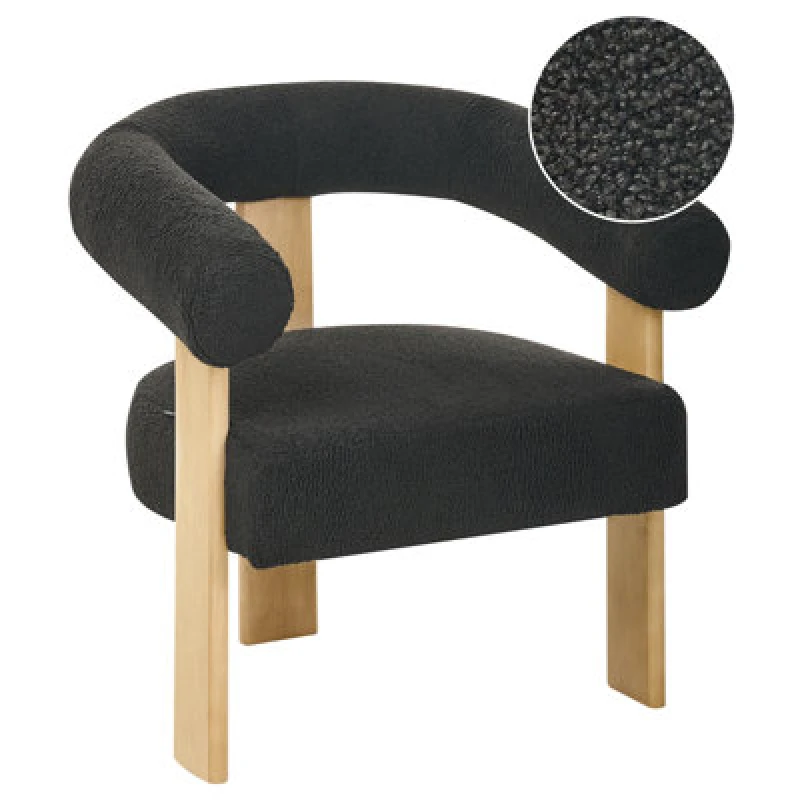 Image of Beliani Armchair Ilbro Boucle Black/ Light Brown
