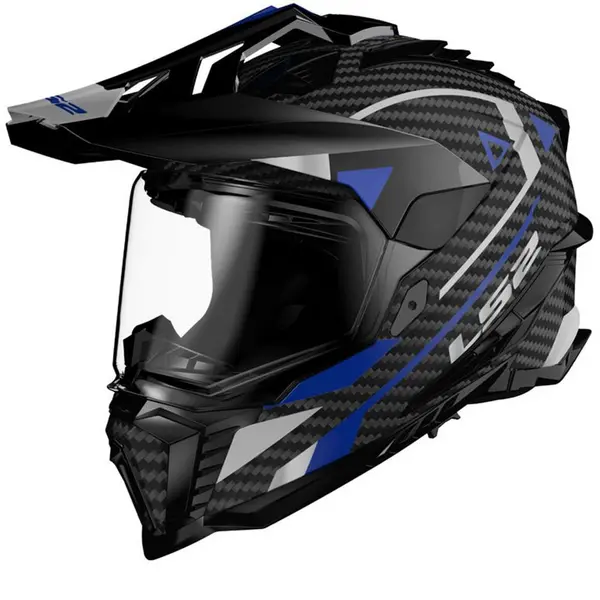 Image of LS2 MX701 Explorer Carbon Adventure Blue Adventure Helmet Size XS