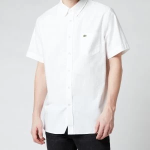 Lacoste Mens Regular Fit Short Sleeve Oxford Shirt - White - 46/XXL