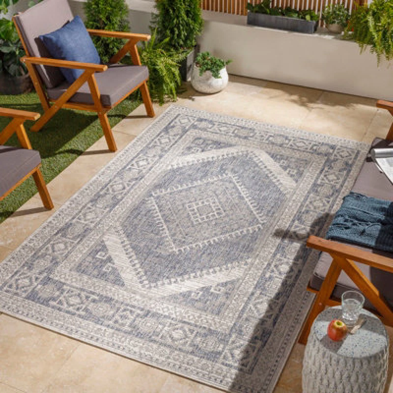 Image of Livabliss In- & Outdoor Global Navy Anwara Area Rug 120 X 170 Cm - Easy To Clean, Perfect For Patio, Balcony, Kitchen Or Dining Room
