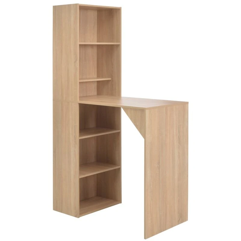 Image of vidaXL Bar Table with Cabinet Versatile Oak Breakfast High Table Furniture