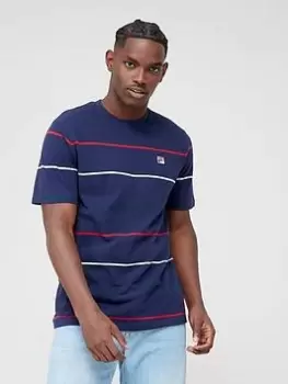 Image of Fila Thiago Yarn Dye Stripe T-Shirt - Navy Size M Men