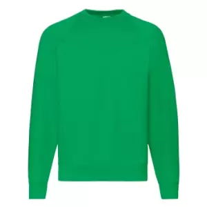 image of Fruit Of The Loom Mens Raglan Sleeve BelcoroA Sweatshirt (XL) (Kelly Green)