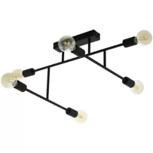 Eglo - Belsiana 6 Lamp Multi Arm Semi Flush Ceiling Light Black