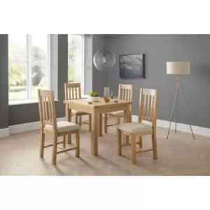 image of Oak Flip Top Dining Table with 4 Oak Dining Chairs - Julian Bowen