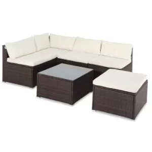 image of 5 Seater Poly Rattan Corner Sofa Brown/Cream