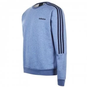 Image of adidas Mens Crew 3-Stripes Pullover Sweatshirt - LtBlueMarl/Navy