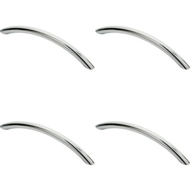 Image of Loops 4x Curved Bow Cabinet Pull Handle 153 x 10mm 128mm Fixing Centres Chrome Multi unisex