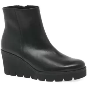 Image of Gabor Utopia Womens Chunky Wedge Heel Ankle Boots womens Low Ankle Boots in Black,7,8