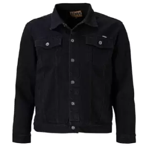 image of Duke Mens Western Trucker Style Denim Jacket (Large) (Black)