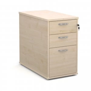 image of Maestro 25 Desk High 3 Drawer Pedestal With Silver Handles 800mm Deep - Maple