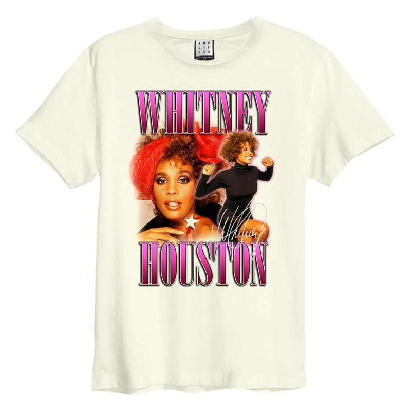 Image of Amplified Amplified Men Red Bow Beauty Whitney Houston T-Shirt in White Size: X-Small White XS Male 5063238003989