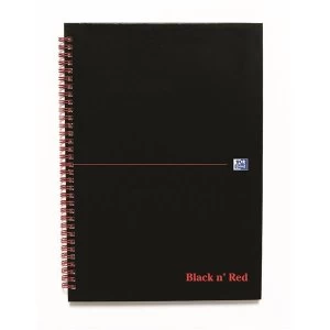 image of Black n Red A4 Glossy Hardback Wirebound Notebook 90gm2 140 Pages 5mm Square Ruled Pack of 5