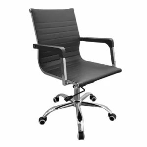 Image of Loft Home Office Faux Leather Chair with Contour Back, Black