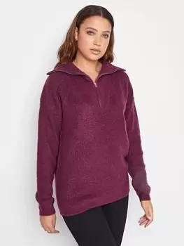 Image of Long Tall Sally Purple Zip Funnel Jumper, Purple, Size 18-20, Women