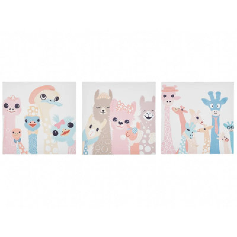 Image of Beliani Set Of 3 Canvases Tillia Animal Motif 30 X 30 Cm Multicolour