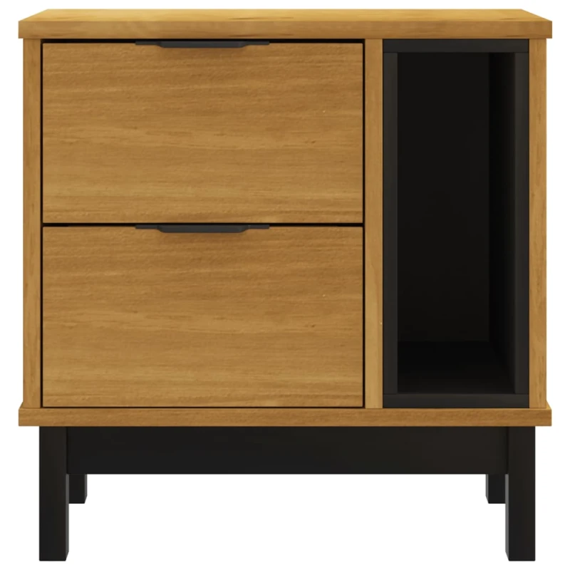Image of Vidaxl Bedside Cabinet "flam" 49X35X50 Cm Solid Wood Pine, Brown 357813