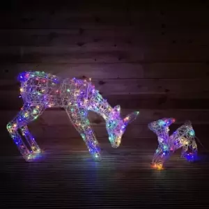 image of Premier Christmas 68cm Acrylic Deer & Fawn With Multi Colour LED Lights