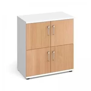 image of Wooden storage lockers 4 door - white with beech doors LCK4DB