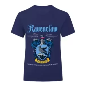 Image of Harry Potter Girls Ravenclaw Crest T-Shirt (12-13 Years) (Navy)