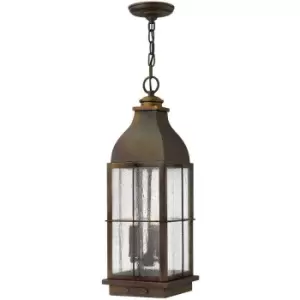 image of Elstead Hinkley Bingham Chain Box Hanging Lantern 3x E14 Light Sienna