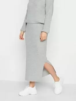 image of Long Tall Sally Grey Knit Column Skirt, Grey, Size 10-12, Women