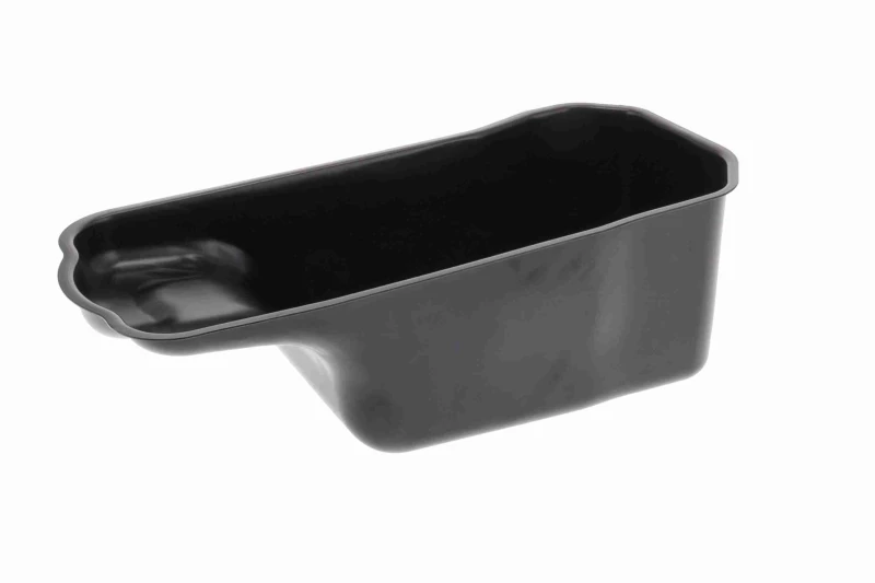 Image of VAICO V27-0012 Oil Sump Sheet Steel, with oil drain plug, Original VAICO Quality Oil Pan (592)