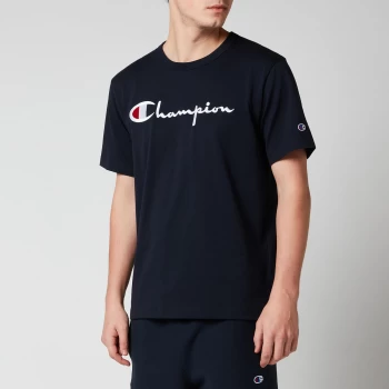 Image of Champion Mens Chest Script Logo T-Shirt - Navy - XL