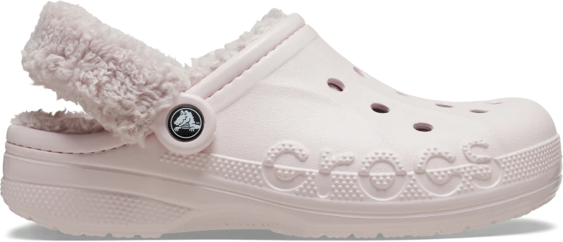 Image of Crocs Unisex Baya Lined Fuzz-Strap Clogs Barely Pink M12