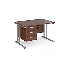 Image of Maestro 25 Cantilever Desk with 3 Drawer Pedestal 800 mm Beech