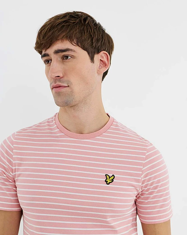 Image of Lyle & Scott Lyle & Scott Pique Breton T-Shirt Grapefruit - Lyle & Scott - Size: M Grapefruit Male M LC07301